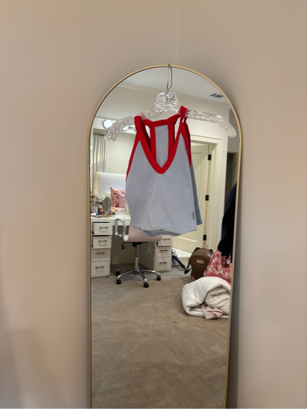 FP Movement by Free People Light Blue Sports Tank with Red Trim